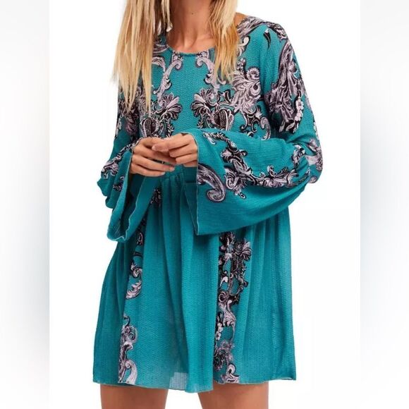 NWT Free People Symphony printed sheer slip dress size XS - Picture 1 of 15